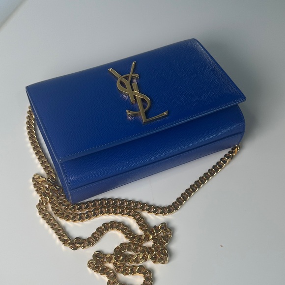 Yves Saint Laurent Royal Blue Mini Crossbody with Gold Chain - Picture 2 of 7